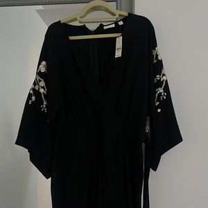 Black embroidered kimono romper from NY&Co